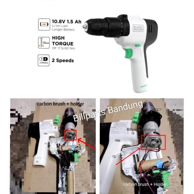 %%%%] carbon brush REVHD12C Black Decker Dc motor spul arang kul bor cordles codles baterai batre ba