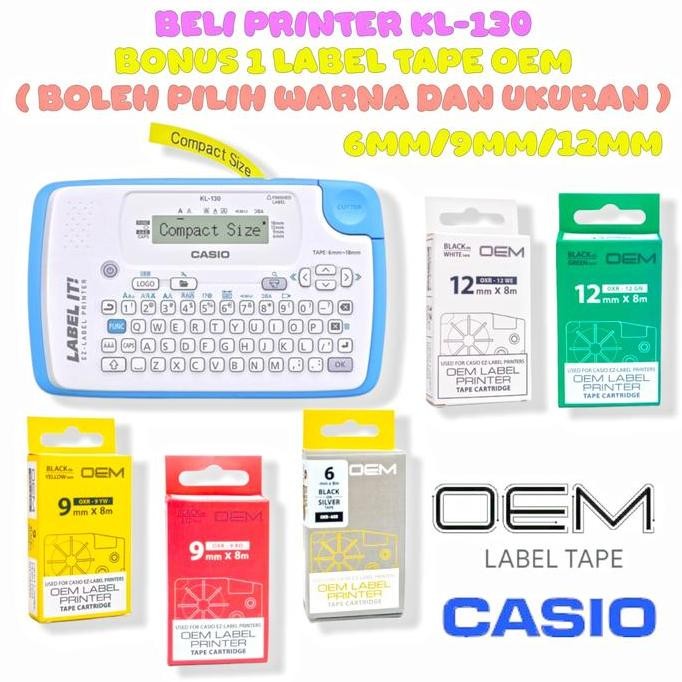 

CASIO KL-130 PRINTER LABEL KABEL & BARCODE - LABEL MAKER CASIO ORIGINAL ORIGINAL DAN TERPERCAYA