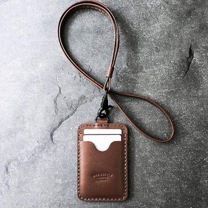

Sale Bds Brooks Brown - Handcrafted Leather Lanyard Id Card Holder, Triple Slot