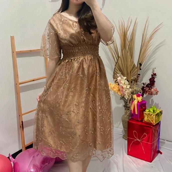 Dress Bella / Dress pesta wanita /Dress Natal / Dress kondangan Tile Formal Mewah Gaun