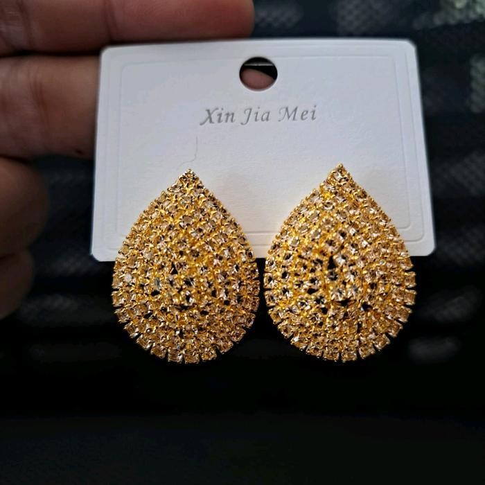 Anting Giwang Zircon Anting Stud Tusuk Pesta Pengantin Hiasan Earrings Permata Elegan