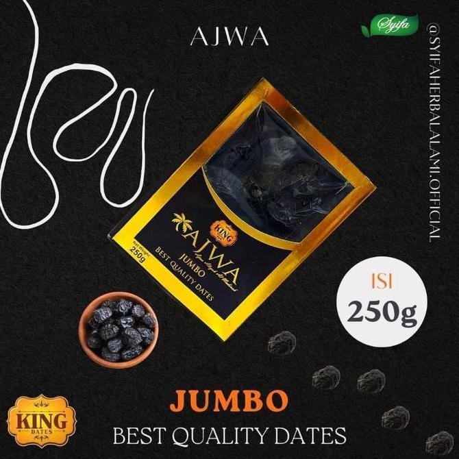 

Kurma Ajwa Premium Jumbo 250Gr King Dates Al Madinah Syifa