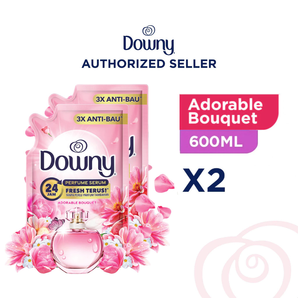 Downy Pelembut dan Pewangi Pakaian Konsentrat Premium Parfum Adorable Bouquet 600ml x 2