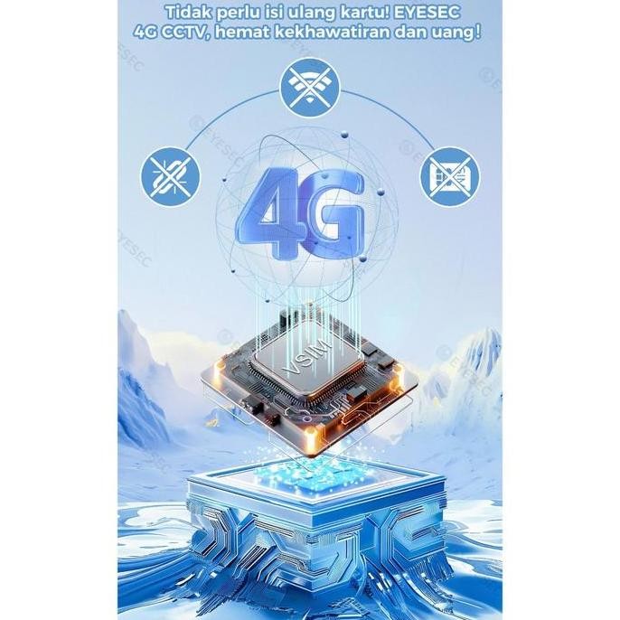 Cctv Eyesec 4G Tenaga Surya 6Mp Ip Camera Outdoor Siap Pakai Tanpa Wifi & Kartu Sim Solar Cctv Kuota