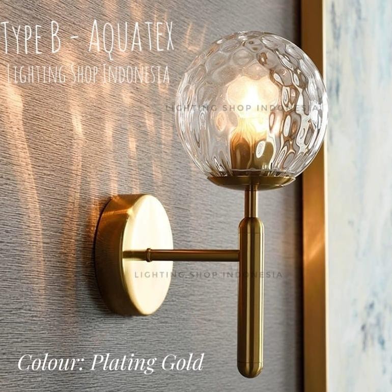 Lampu dinding gold kaca modern minimalis