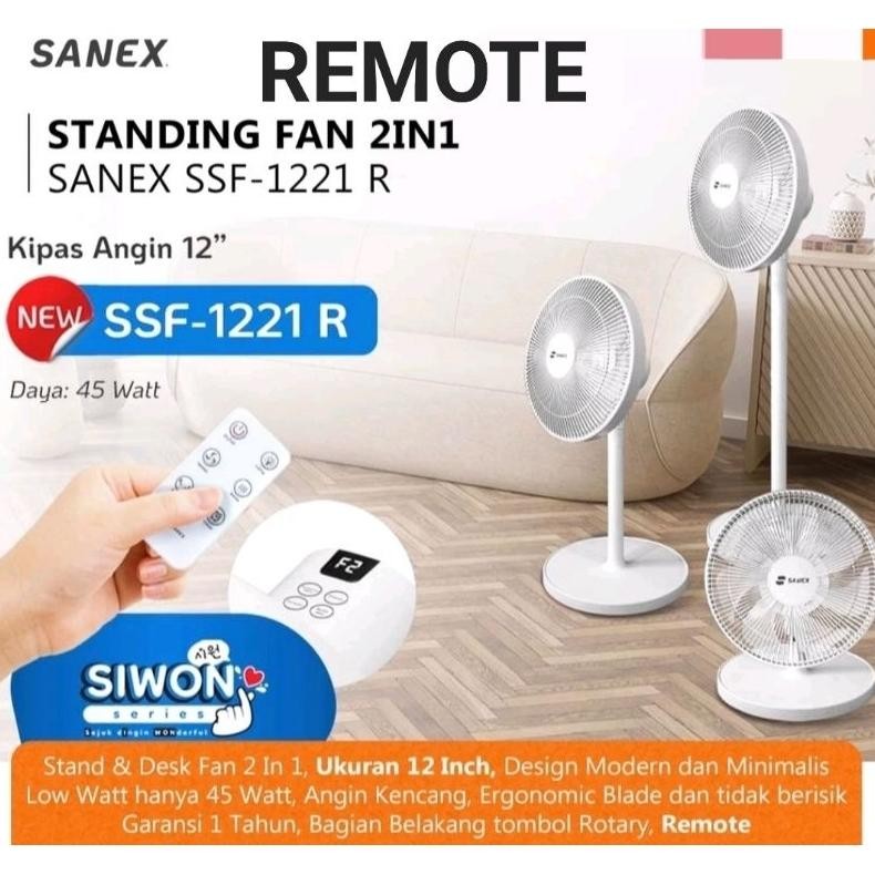 Terlaris Kipas Angin Remote Sanex 2 In 1 Ssf 1221 R/Stand Fan Sanex/Kipas Angin Berdiri Sanex/Kipas 