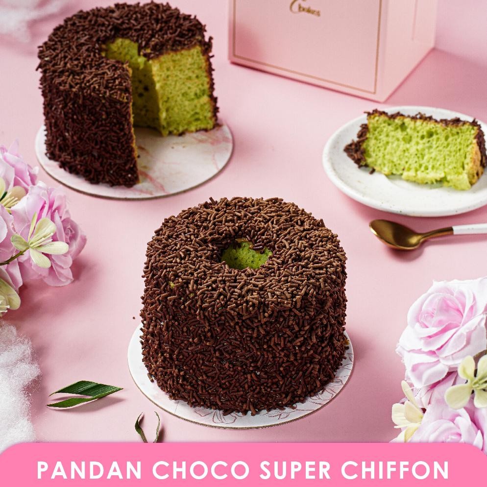 

Promoo!! C BAKES Kue Bolu Chiffon Pandan Coklat Meses - Pandan Choco Super Chiffon Cake HALAL