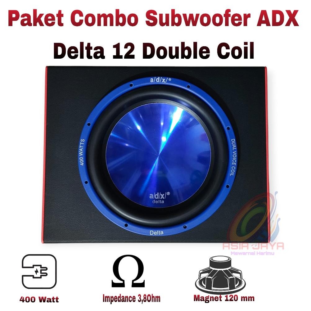 Terlaris Paket Combo Speaker Subwoofer Adx Delta Blue 12 Inch Double Coil Plus Box 12 Inch