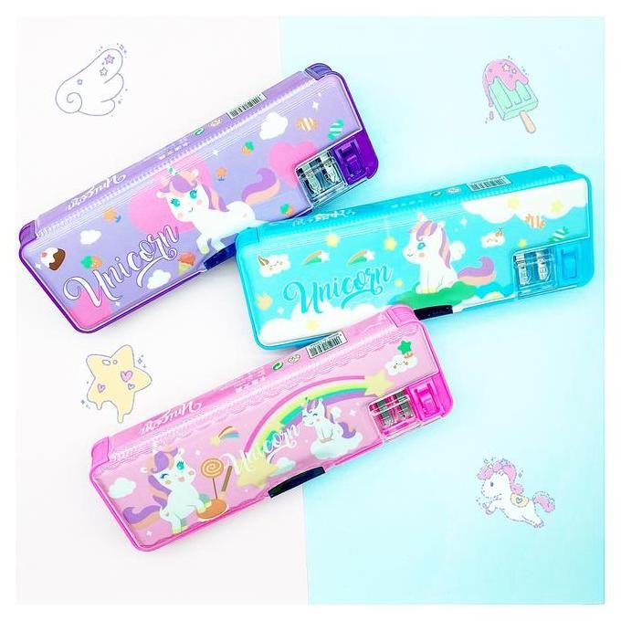 

original kotak pensil magnet unicorn - tempat pensil anak lucu