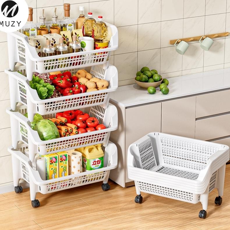 Muzy Rak Dapur Rak Susun Serbaguna Rak Trolley Susun Rak Serbaguna Aesthetic Dengan Roda Rak Roda Su