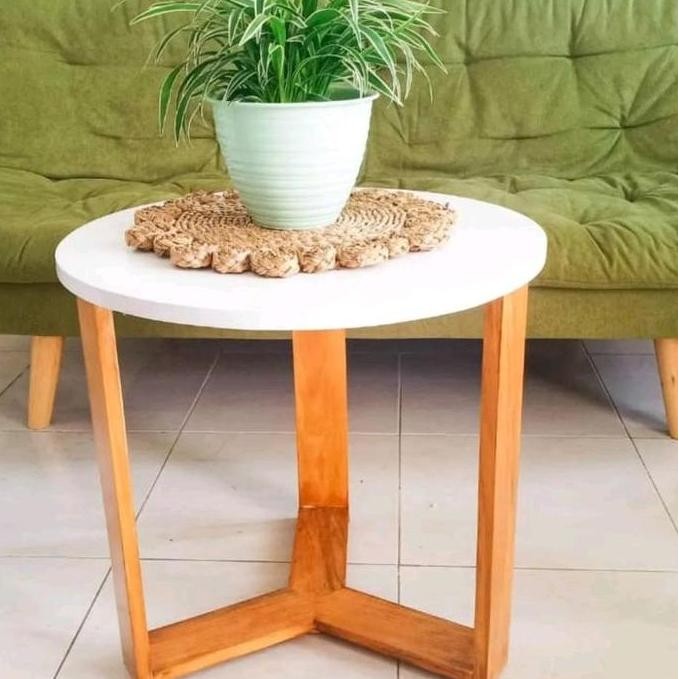 Karya Meja Ruang Tamu Bulat - Meja Minimalis - Meja Aesthetic Kayu Furniture