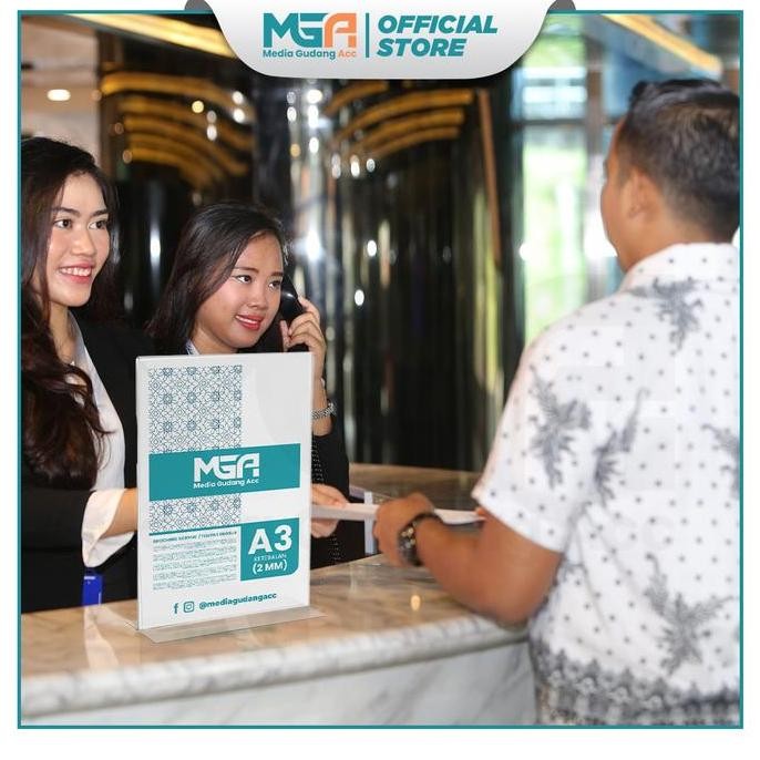 

Tempat Brosur A3 Portrait Akrilik 2Mm 2 Sisi / Tent Holder / Stand Display Original