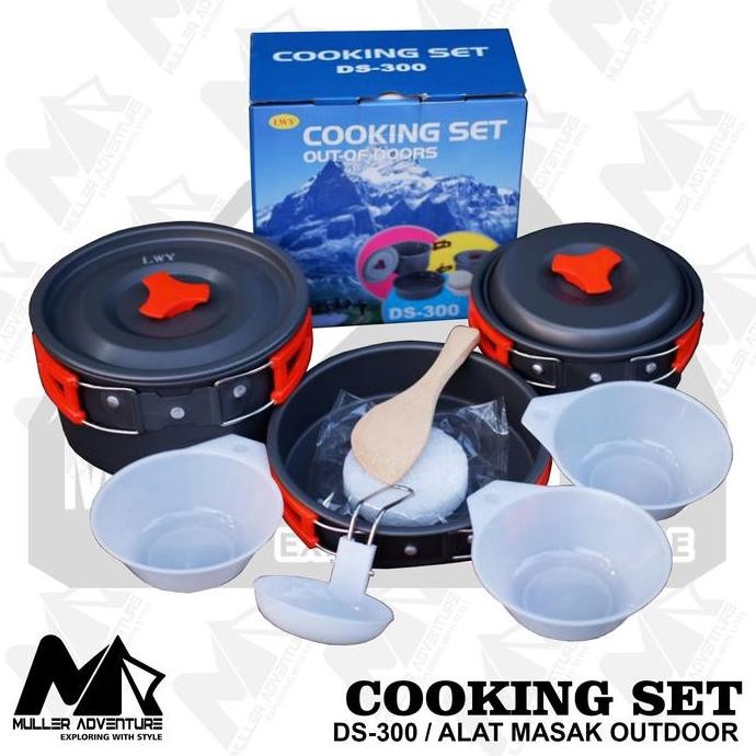 cooking set ds 300 nesting camping set ds/sy/lwy300 alat masak camping
