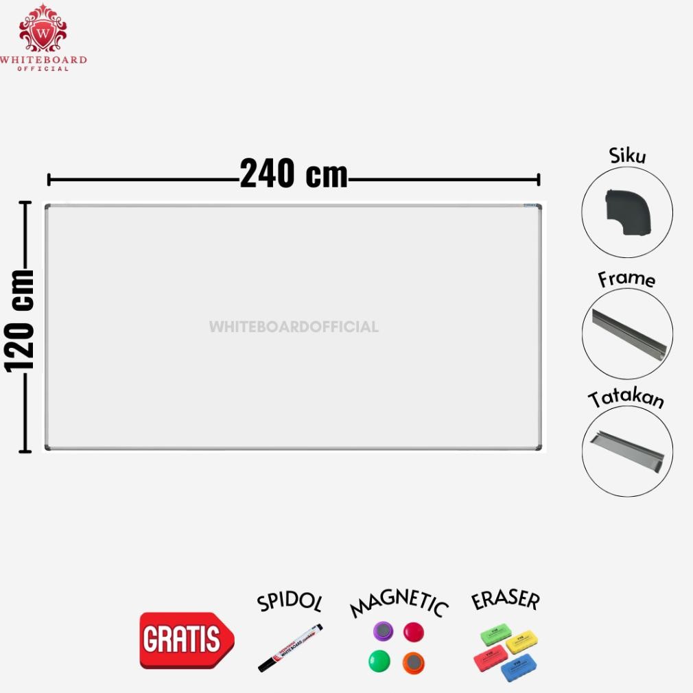

SAKANA Papan Tulis White Board 120x240cm / Whiteboard Magnet Gantung Mudah Dihapus & Ditempel Magnet
