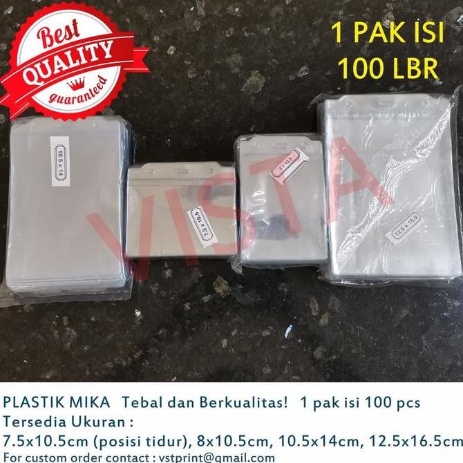 

Plastik Mika Id Card Ukuran 7.5X10.5 Cm Tebal 0.15 Isi 100Pcs Original