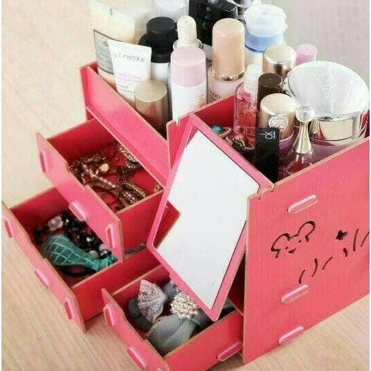 Rak Kosmetik Cermin Bahan Kayu