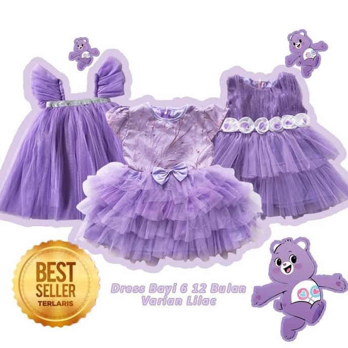 Lilac Dress Party Korean Baby 6 12 Bulan Gaun Rok Tutu Acara Mewah Nb