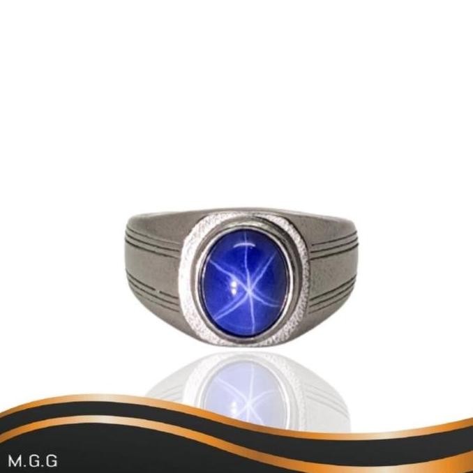 Baru Cincin Batu American Star Biru Good Qualty Mewah Dan Elegan