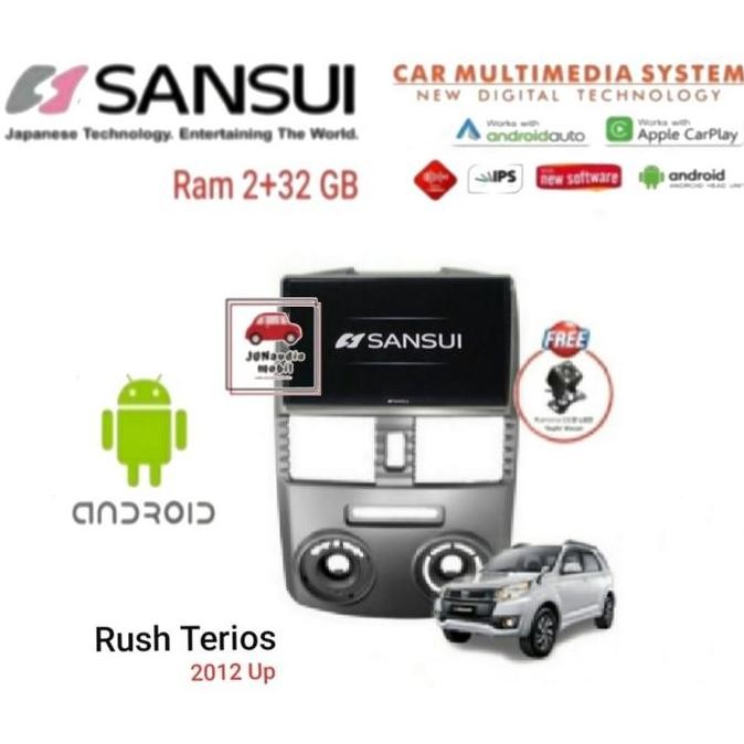 * Head Unit Android Sansui 9 Inch Oem New Rush Terios 2012 Up + Kamera *