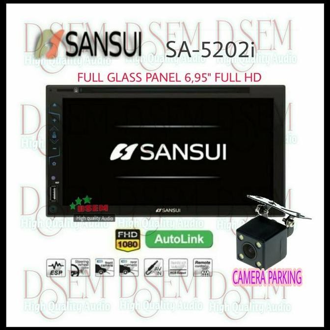 * Head Unit Sansui Sa 5202I Double Din Tape Mobil Mirrolink Paket Kamera *