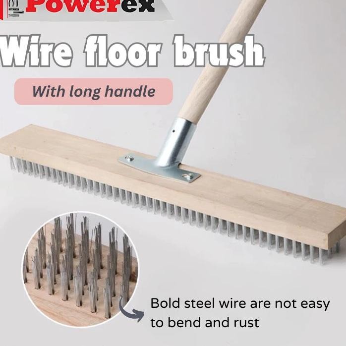 Sikat Kawat Penggosok Lantai Sikat Logam Tugas Berat Stainless Steel Dengan Gagang Panjang Untuk Mem