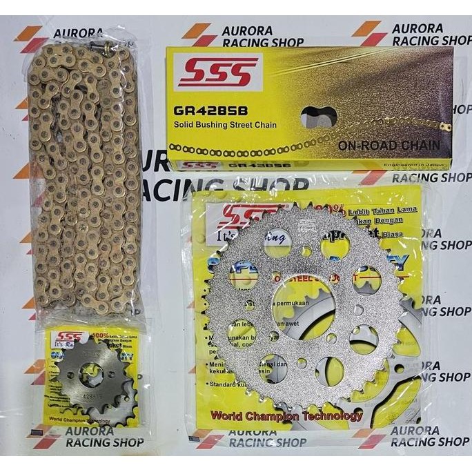Girset - Gear Set Sss 428 Satria Fu [ 2007 - 2012 ] & Rantai Sss 428 Sb Gold