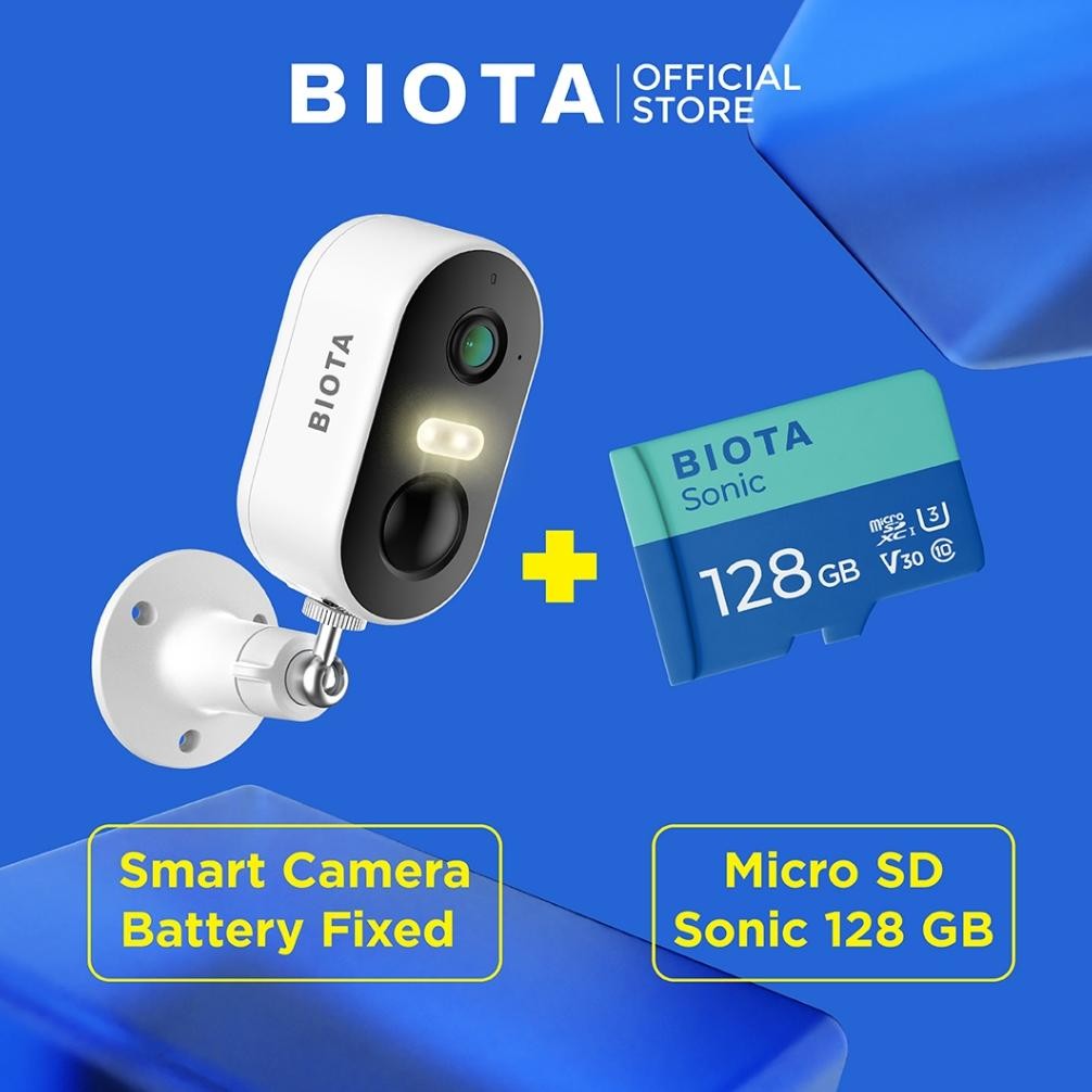 Terlaris Biota Bundling Smart Camera Battery Fixed + Micro Sd - Kamera Cctv Tanpa Kabel Pantau Jarak
