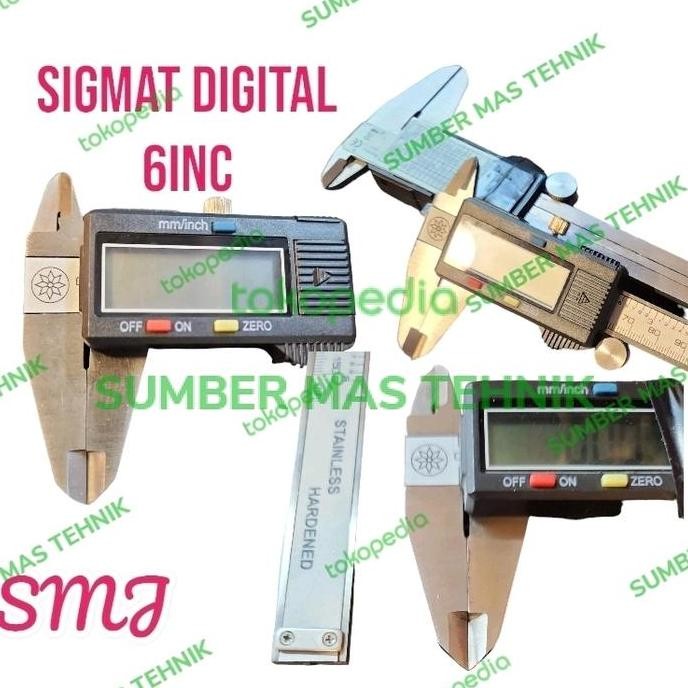 Diskon (1) sigmat digital 6 inc Taiwan electric digital caliper 150mm alat ukur sumbermte Diminati B