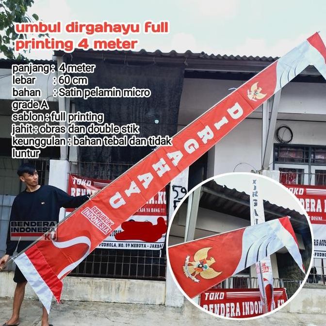 Umbul Umbul 4Meter Garuda Umbul Merah Putih Dirgahayu CM