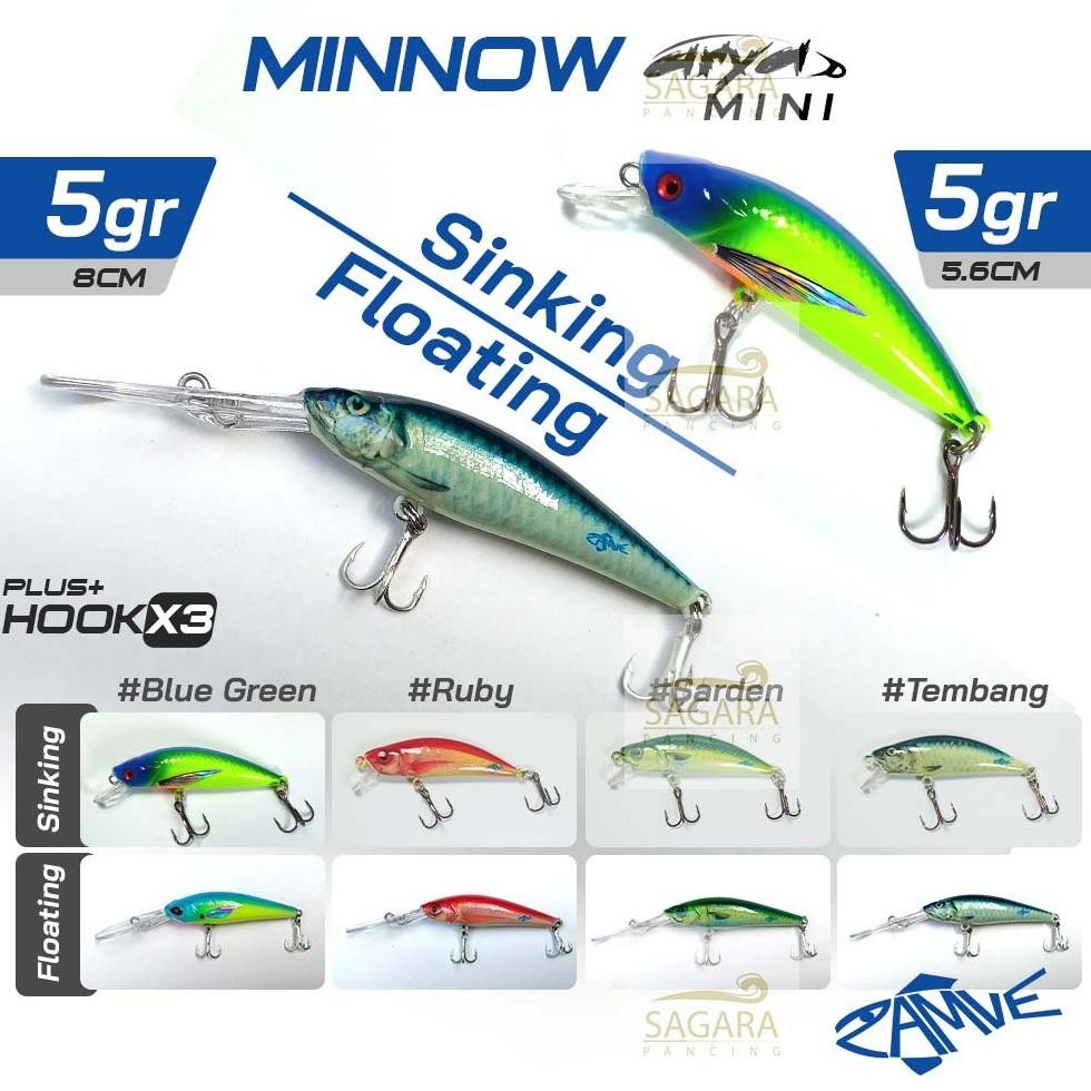 Umpan Pancing Minnow Zamve Arya Mini Lure Minnow GID Nugi