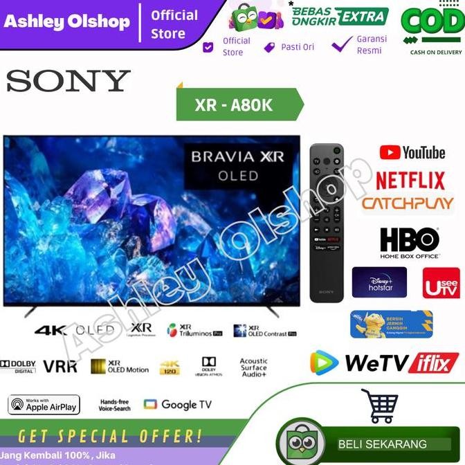 TERMURAH - TV OLED SONY BRAVIA 55A80K 4K Google TV Android SONY XR-55A80K 55 Inch