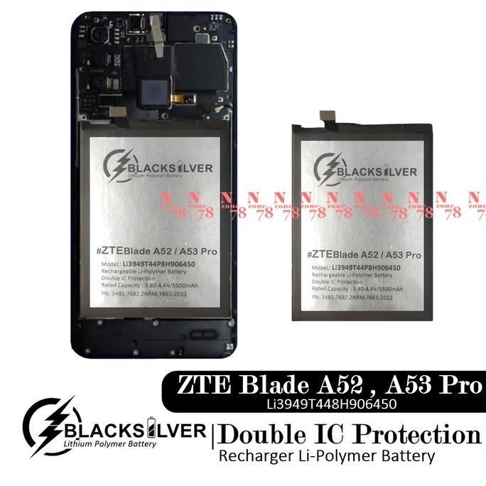 Blacksilver Baterai untuk ZTE Blade A52 A53 Pro Li3949T44P8H906450 Double IC Online Terlaris