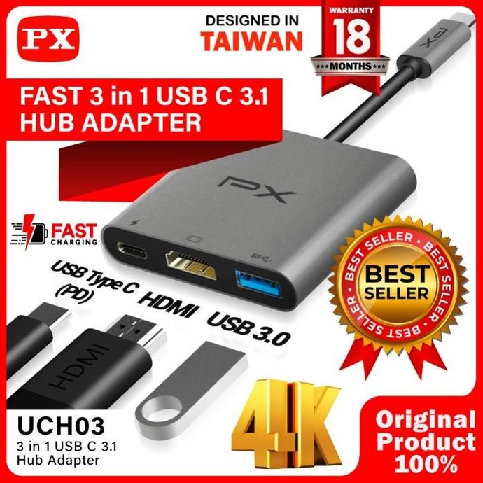 PX Digital Multimedia Type C Hub Converter to USB3.0/HDMI/VGA/LAN/AUX