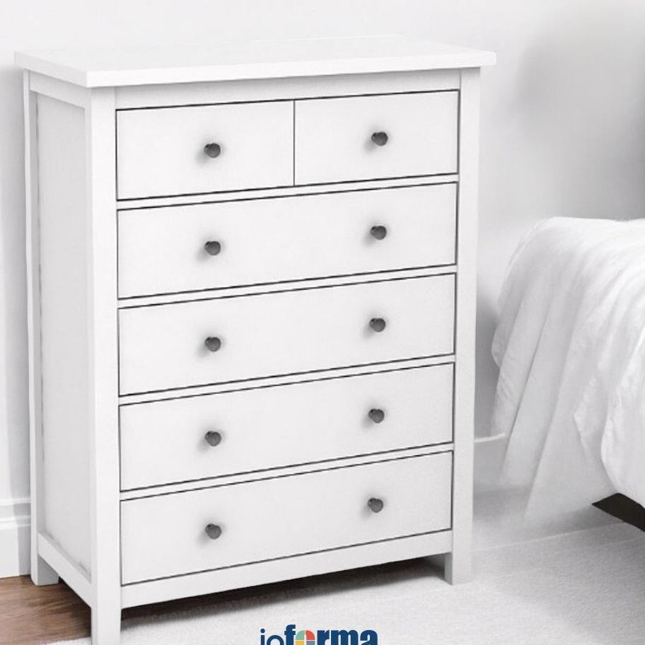 Informa Emma Laci Pakaian 5 Tingkat Putih Laci Kabinet Serbaguna Cabinet Penyimpanan Indoor Multifun