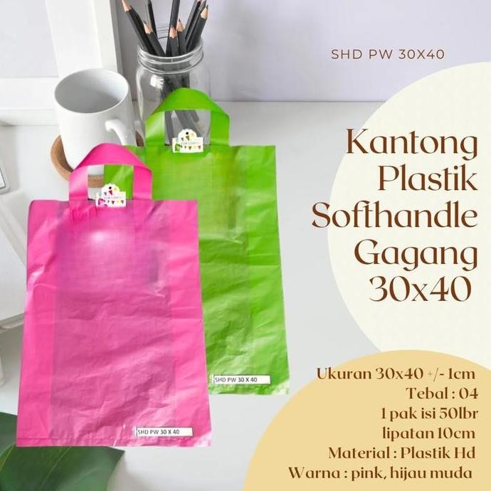 

<<<<<] Kantong Plastik Softhandle Gagang 30x40 / Plastik HD PW 3040 Polos