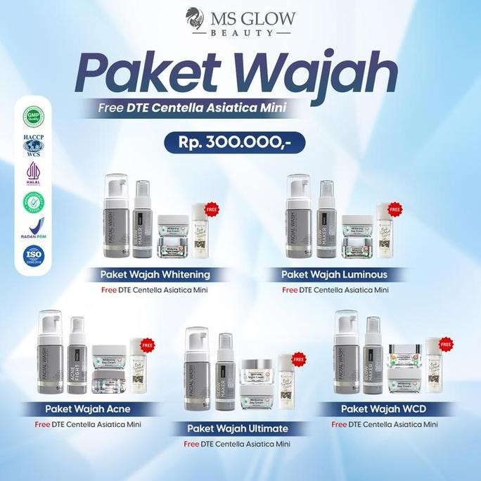 Ms Glow Paket Whitening Skincare Wajah Glowing Putih Cepat Bpom