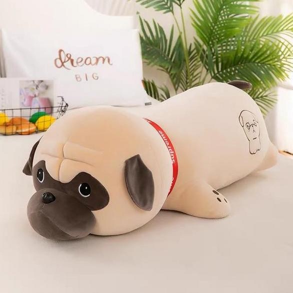 DIJAMIN EMPUK Bantal Boneka Pug Bantal Pug Boneka Pug Guling Pug 55cm 80CM Hadiah Natal Anak