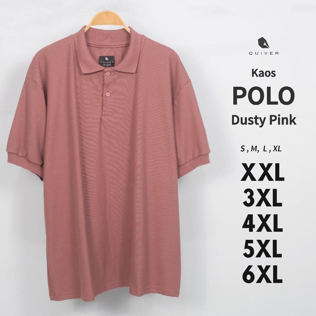 Sg Kaos Polo Jumbo Dusty Pink Big Pria Size S M L Xl Xxl 3Xl 4Xl 5Xl 6Xl Kerah Dusty Rose
