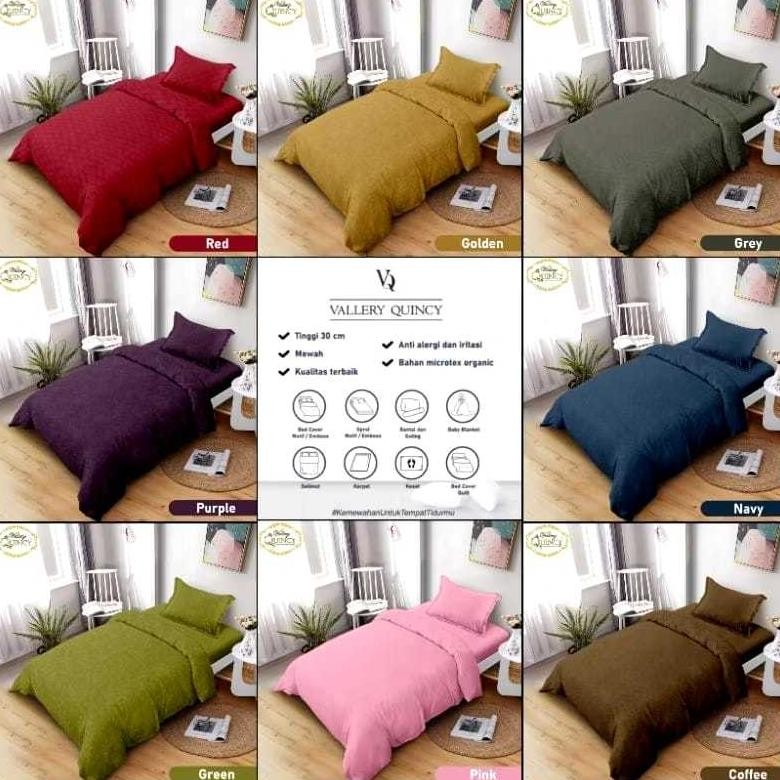 DIJAMIN EMPUK Vallery Quincy Bedcover + Sprei Polos Embossed Single T30 ( 120x200x30 ) - Sarung Bant