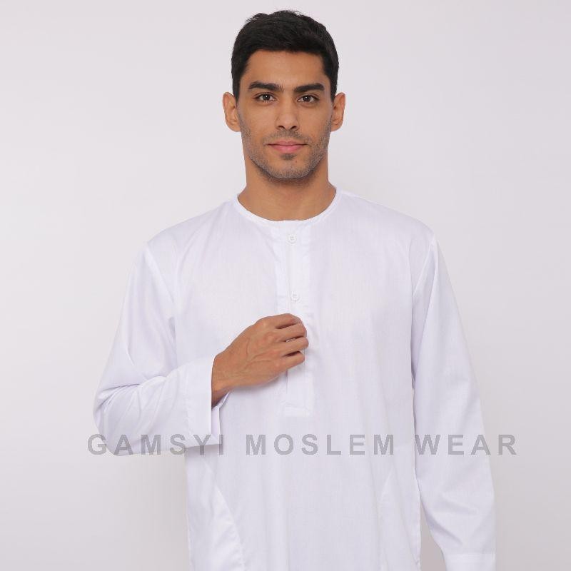 Sg Koko Putih Polos Pria Dewasa Tanpa Kerah/Koko Gamsyi