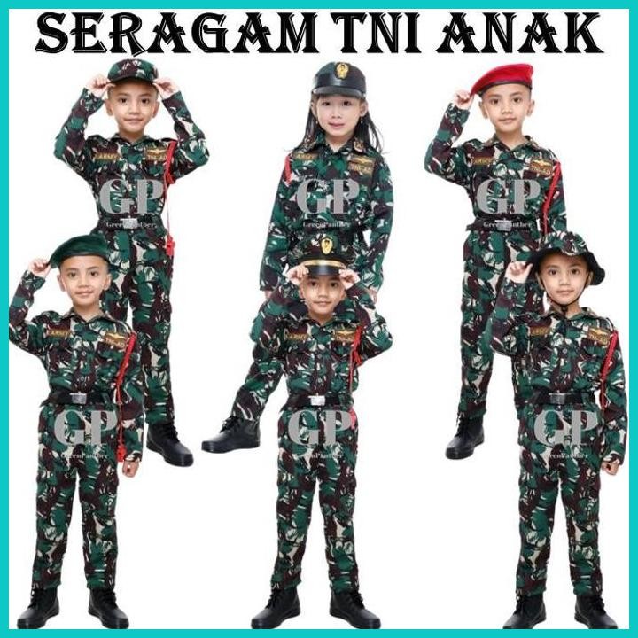 Discount Baju Seragam Tni Anak / Kostum Seragam Tni Anak Komplit / Kostum Tni Anak / Baju Tentara An