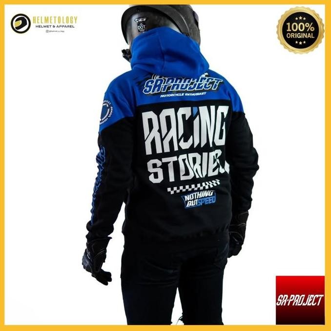 SR Project Racing Stories Blue Hoodie Casual Jaket Motor Original