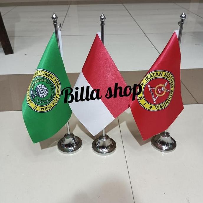 

ready !!! Tiang meja stenlis + Bendera PPAT,Notaris,Merah puti