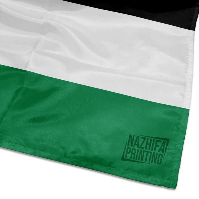 ready  Nazhifa Printing - Bendera Palestina, Palestine 1 sisi, Bahan Satin Peles Ukuran kecil-Besar