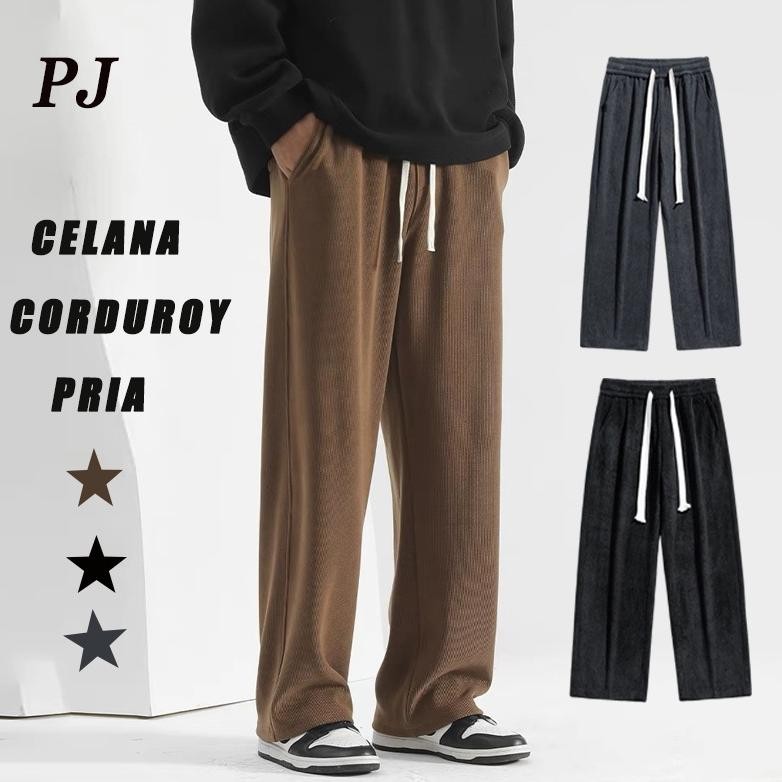 DF360>> Celana Corduroy Pria Jumbo Big Size M-5Xl Corduroy Pants Pria Tebal Celana Panjang Pria Cord