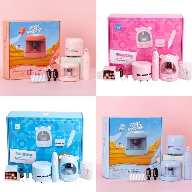 

Readyy!! tenwin electric stationery set alat tulis penghapus serutan elektrik sharpener eraser ini