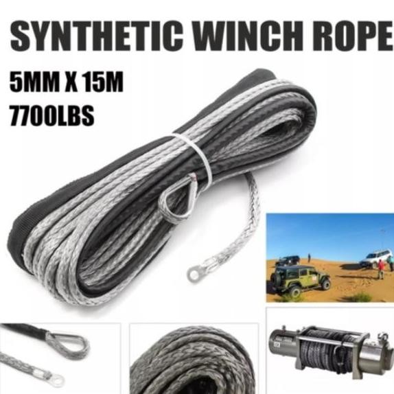 SYNTHETIC PLASMA ROPE WINCH 5mm X 15meter TALI SLING for ATV UTV SUV murah