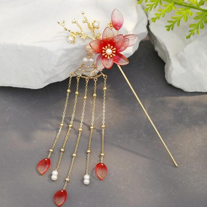 Tusuk Konde Aksesoris Rambut Sangjit Sanggul Hairpiece Pengantin Cina murah