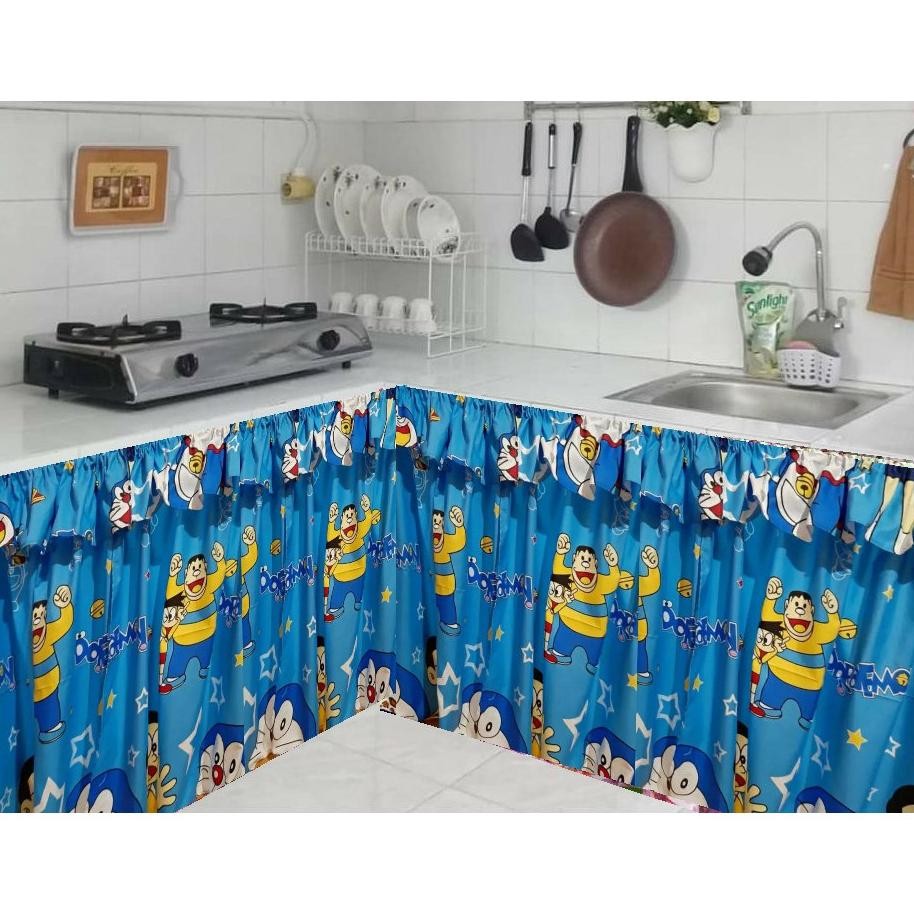 (DISKON TERBARU) Hordeng/ gorden kolong dapur motif Doraemon