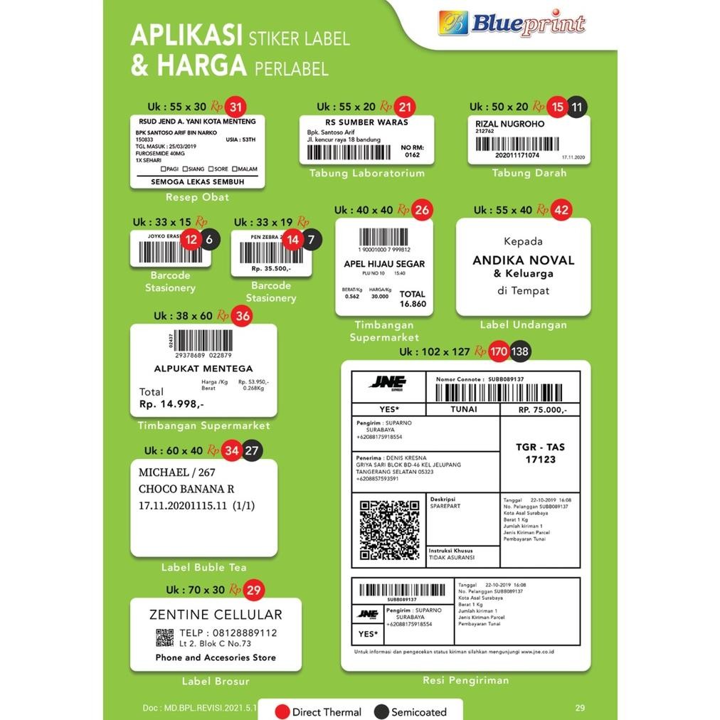 

Miliki Direct Thermal Sticker 100 x 150 BLUEPRINT Lite 100x150 mm 500Pcs CF